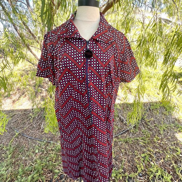 60's The Stroller - Half Zip Up Dress - Abstract Print - Size Large - XLarge - Picture 3 of 9
